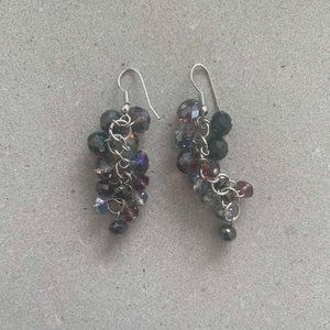 Purple bead dangle earrings